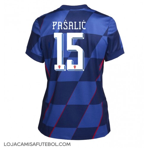 Camisa de Futebol Croácia Mario Pasalic #15 Equipamento Secundário Mulheres Europeu 2024 Manga Curta